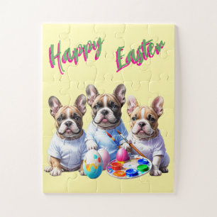 Französische Bulldogge Happy Easter French Bulldog Jigsaw Puzzle