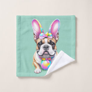 Französische Bulldogge Happy Easter French Bulldog Wash Cloth