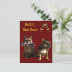 französische Bulldogge Happy New Year Invitation