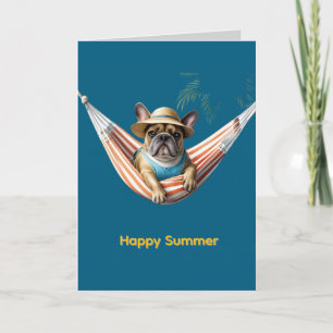 französische Bulldogge Happy Summer auf Hängematte Card