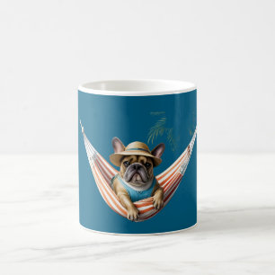 französische Bulldogge Happy Summer auf Hängematte Coffee Mug