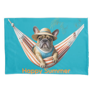 französische Bulldogge Happy Summer auf Hängematte Pillowcase