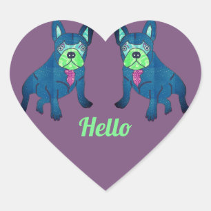 Französische Bulldogge Hello Heart Sticker