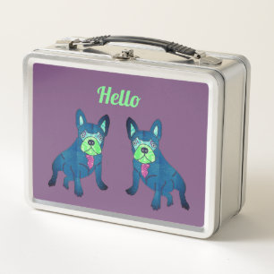 Französische Bulldogge Hello Metal Lunch Box