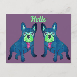 Französische Bulldogge Hello Postcard