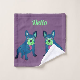 Französische Bulldogge Hello Wash Cloth