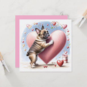 Französische Bulldogge Herzsprung French Bulldog  Card