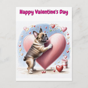 Französische Bulldogge Herzsprung French Bulldog  Holiday Postcard