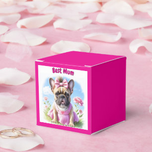 Französische Bulldogge Hündin mit Haarschleife Favour Box