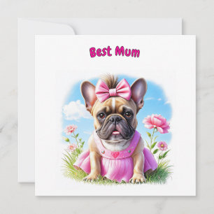 Französische Bulldogge Hündin mit Haarschleife Invitation