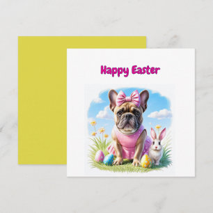 Französische Bulldogge Hündin mit Osterhase Holiday Card