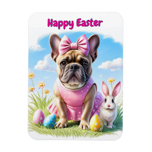 Französische Bulldogge Hündin mit Osterhase  Magnet
