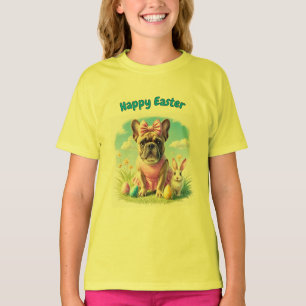 Französische Bulldogge Hündin mit Osterhase  T-Shirt