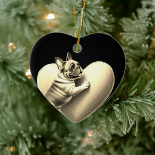 Französische Bulldogge I love you Ceramic Ornament