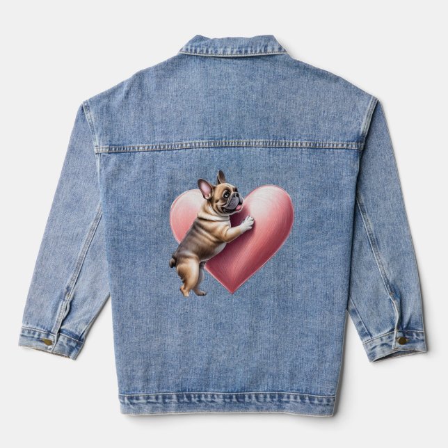 Französische Bulldogge I love you Denim Jacket (Back)