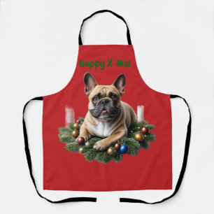 Französische Bulldogge im Adventskranz  Apron