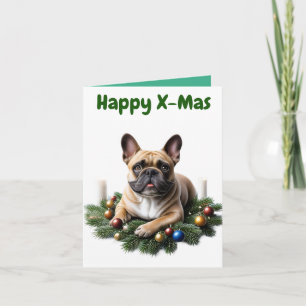 Französische Bulldogge im Adventskranz  Holiday Card