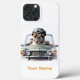 französische Bulldogge im Oldtimer  iPhone 13 Pro Max Case