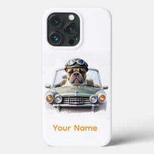 französische Bulldogge im Oldtimer iPhone 13 Pro Case