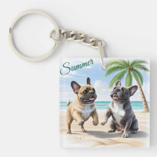 französische Bulldogge im Sommer  Key Ring
