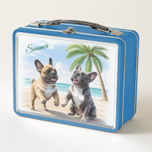 französische Bulldogge im Sommer Metal Lunch Box