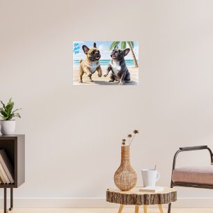 französische Bulldogge im Sommer Poster