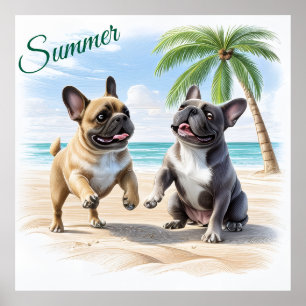 französische Bulldogge im Sommer  Poster
