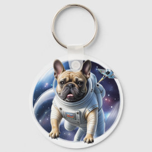 Französische Bulldogge im Weltall Key Ring