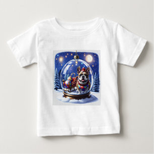 Französische Bulldogge in Weihnachtskugel  Baby T-Shirt