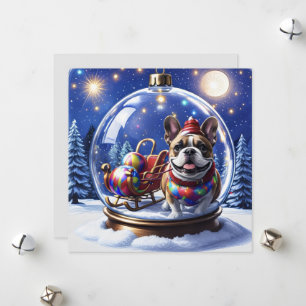 Französische Bulldogge in Weihnachtskugel  Holiday Card