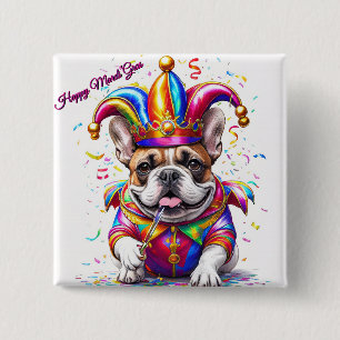 Französische Bulldogge Karneval French Bulldog 15 Cm Square Badge