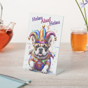 Französische Bulldogge Karneval French Bulldog Pedestal Sign