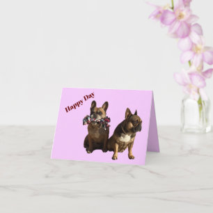 Französische Bulldogge Karte auf Kissen Card