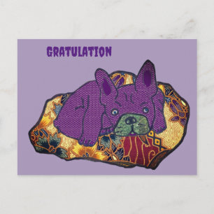 Französische Bulldogge Karte auf Kissen Postcard