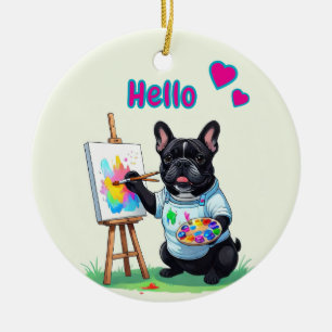 Französische Bulldogge Künstler French Bulldog Ceramic Ornament