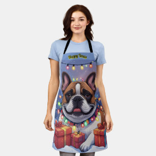 Französische Bulldogge Lichterkette Weihnachten  Apron