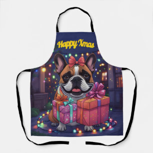 Französische Bulldogge Lichterkette Weihnachten Apron