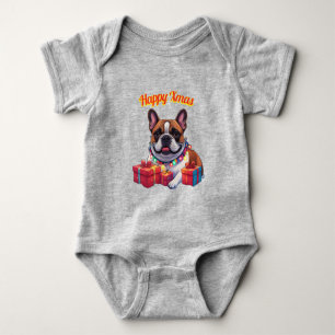 Französische Bulldogge Lichterkette Weihnachten Baby Bodysuit