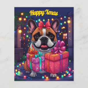 Französische Bulldogge Lichterkette Weihnachten Flyer