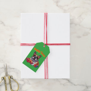 Französische Bulldogge Lichterkette Weihnachten Gift Tags
