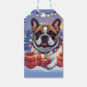 Französische Bulldogge Lichterkette Weihnachten Gift Tags