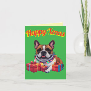 Französische Bulldogge Lichterkette Weihnachten Holiday Card