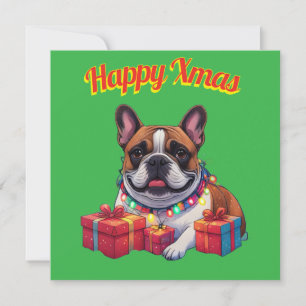 Französische Bulldogge Lichterkette Weihnachten Holiday Card