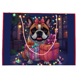 Französische Bulldogge Lichterkette Weihnachten Large Gift Bag
