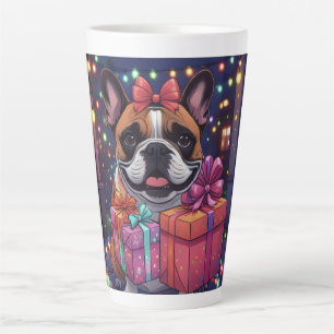 Französische Bulldogge Lichterkette Weihnachten Latte Mug