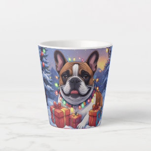Französische Bulldogge Lichterkette Weihnachten Latte Mug