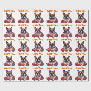 Französische Bulldogge Lichterkette Weihnachten Wrapping Paper