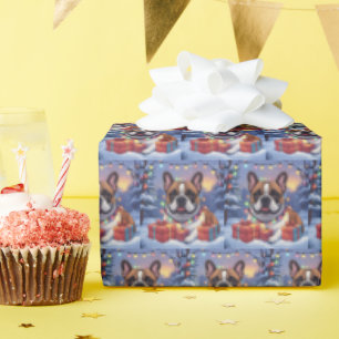 Französische Bulldogge Lichterkette Weihnachten Wrapping Paper