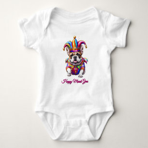 Französische Bulldogge Mardi Gras French Bulldog Baby Bodysuit