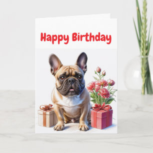 Französische Bulldogge mit Blumen Birthday Bulldog Invitation